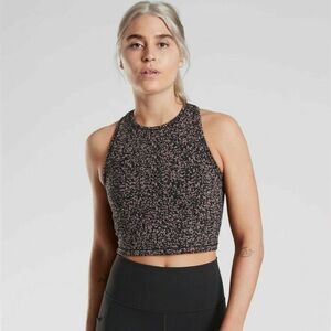 Athleta Long line sports bra Shanti Crop Jacquard Tank Top, Mineral Brown Size S